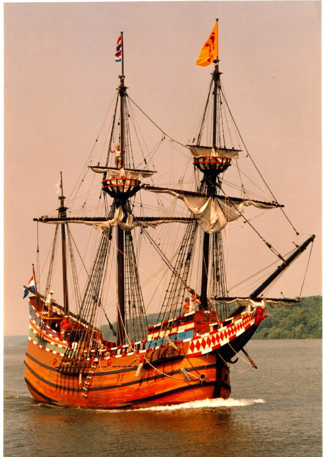 Vintage sailing ship with tall masts