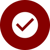 White check symbol on red background