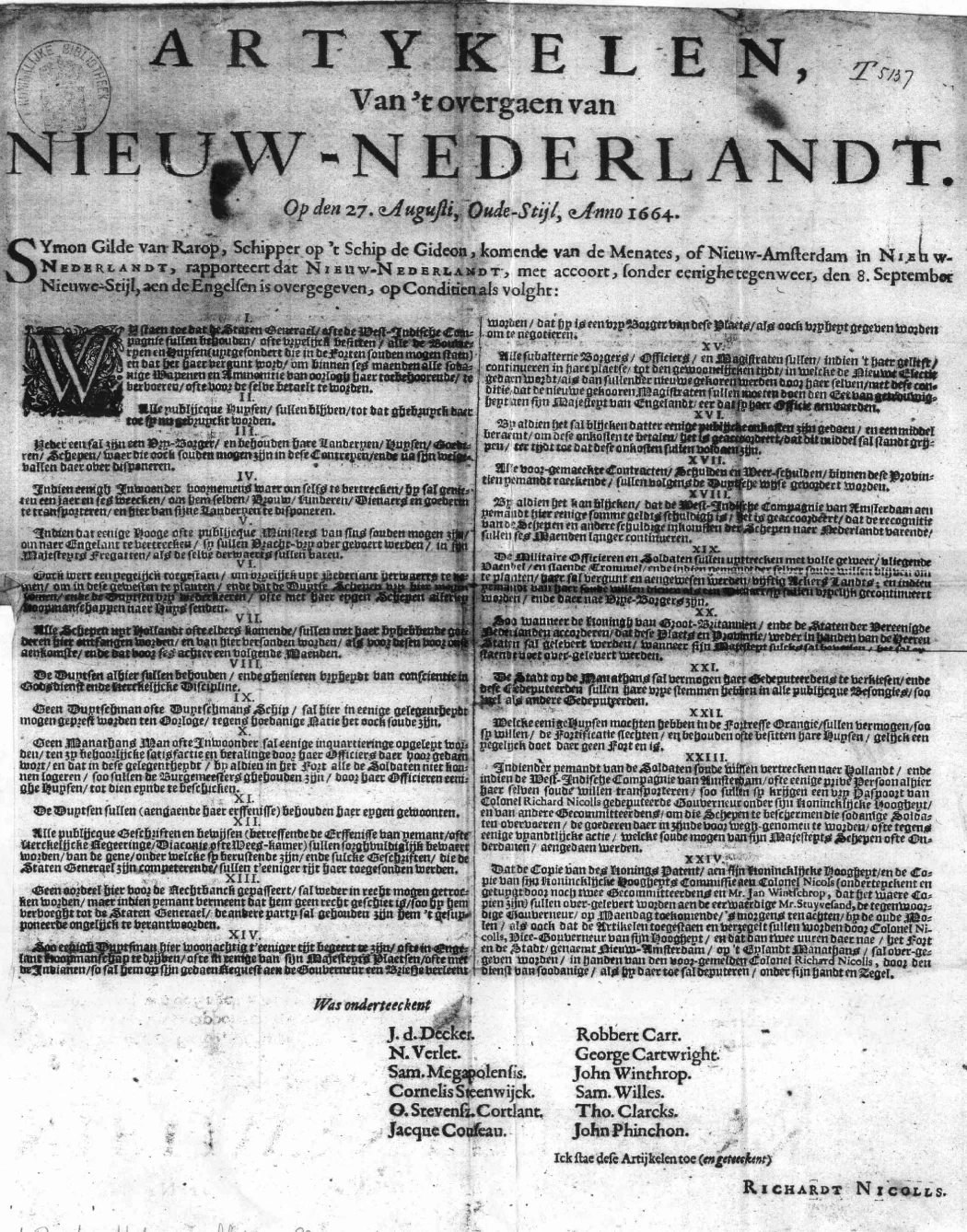 Dutch-English colonial agreement text